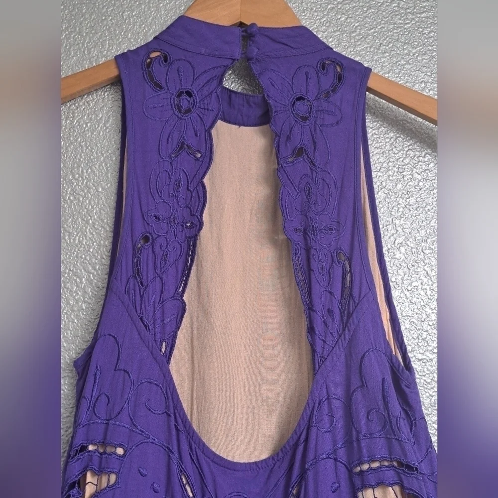 Free People Sleeveless Eyelt Dress In Periwinkle